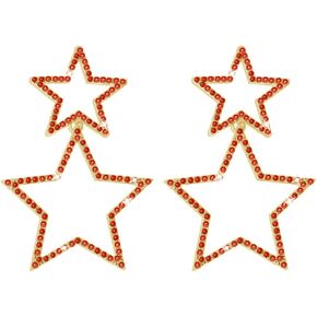 Rhinestone Big Star Dangle Earrings for Women Girls Hypoallergenic Crystal Long Tassel Stars Charms Drop Dangling Stud Fashion Lightweight Festival Christmas Birthday Party Jewelry Dainty Gifts for Friends Fans