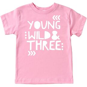 Young Wild and Three Girls 3rd Birthday Shirt for Toddler Girls Third Birthday Outfit in Kuwait
