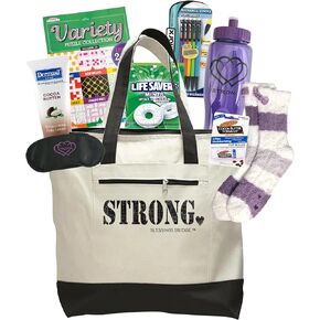 حزمة الرعاية الكيماوية لمرضى السرطان احصل على هدية جيدة للنساء: حقيبة حمل قماشية كبيرة ملهمة تحمل 8 قطع يجب أن تشعر براحة أفضل، هدايا التعافي الموصى بها منتقاة يدويًا من قبل أحد الناجين من السرطان in Kuwait