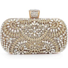 Yokawe Womens Crystal Evening Clutch Bag Bridal Wedding Purse Rhinestone Party Prom Handbag