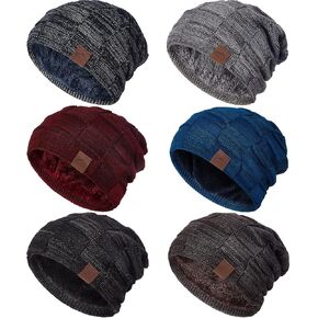 6 Packs Slouchy Beanie for Men Women Winter Warm Baggy Hats Thick Lined Knit Unisex Chemo Skull Stocking Beanie Cap for Hunting Camping Biking Running in Saudi Arabia