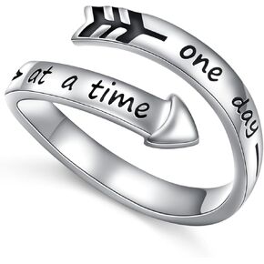 Ladytree Adjustable Inspirational Rings 925 Sterling Silver Stacking Wrap Spiral Twist Statement Band Encouragement Gift for Women Men