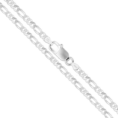 Sterling Silver Flat Figaro Chain 1mm-4.5mm Solid 925 Italy Link Women's Men's Necklace in Saudi Arabia
