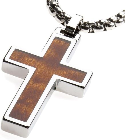 Unique GESTALT® Tungsten Cross Pendant with 4mm Surgical Stainless Steel Box Chain. in Kuwait