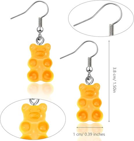 13 Pairs Candy Bear Earrings Gummy Resin Bear Drop Colorful Cartoon Dangle Drop Earrings for Women in Saudi Arabia