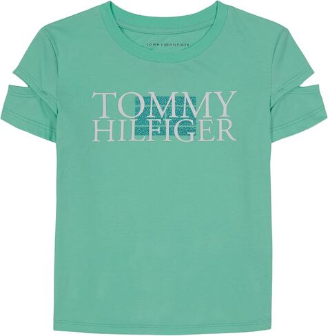 تي شيرت قطني بأكمام قصيرة للفتيات من Tommy Hilfiger بتصميم مطبوع جرافيك وجزء داخلي بدون علامة in Kuwait