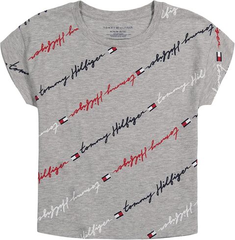 تي شيرت قطني بأكمام قصيرة للفتيات من Tommy Hilfiger بتصميم مطبوع جرافيك وجزء داخلي بدون علامة in Kuwait