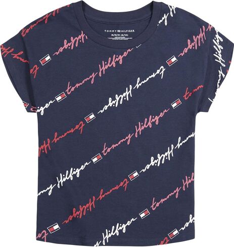 تي شيرت قطني بأكمام قصيرة للفتيات من Tommy Hilfiger بتصميم مطبوع جرافيك وجزء داخلي بدون علامة in Kuwait