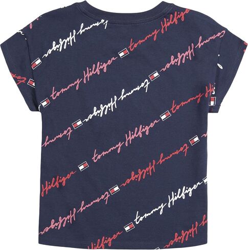 تي شيرت قطني بأكمام قصيرة للفتيات من Tommy Hilfiger بتصميم مطبوع جرافيك وجزء داخلي بدون علامة in Kuwait