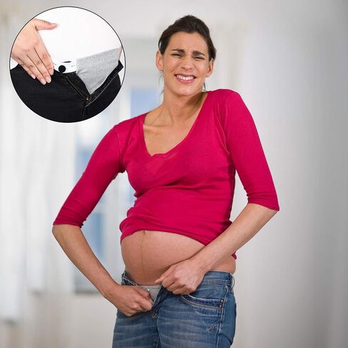 WILLBOND 6 Packs Maternity Pants Extender Adjustable Waist Extenders Pregnancy Waistband Extender Elastic Pregnancy Trouser, approx. 20.5 x 17.5 cm/ 8.1 x 6.9 inches, Gray in Saudi Arabia
