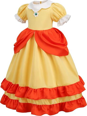 BLOOMIRO Princess Peach Costume,Peach Daisy Rosalina Dress Up for Girls Cosplay Outfit with Accessories in Kuwait