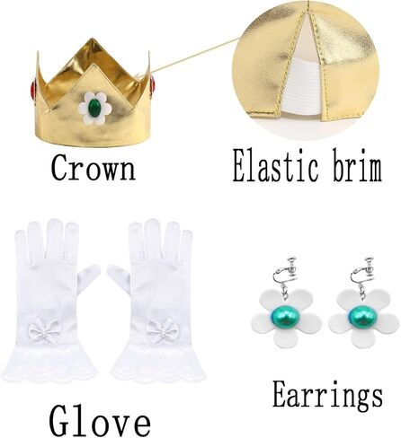 BLOOMIRO Princess Peach Costume,Peach Daisy Rosalina Dress Up for Girls Cosplay Outfit with Accessories in Kuwait