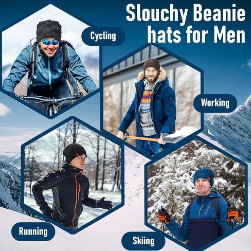 6 Packs Slouchy Beanie for Men Women Winter Warm Baggy Hats Thick Lined Knit Unisex Chemo Skull Stocking Beanie Cap for Hunting Camping Biking Running in Saudi Arabia