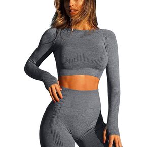 Stylishine المرأة سلس كم طويل Bodycon المحاصيل القمم تمتد اليوغا قمصان رياضية التحكم تجريب الصالة الرياضية