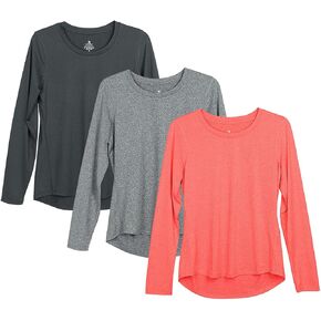 icyzone Long Sleeve Workout Shirts for Women - 3 Pack Athletic T Shirt, Running Exercise Yoga Tops in Kuwait