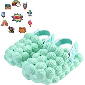 Edmallu Bubble Slides For Kids With Charms - Non-Slip Golfball Slides - Adjustable Bubble Slides With Strap - Soft Massage Bubble Slides - Thick Sole little Kids Bubble Crocs in Saudi Arabia