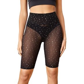Verdusa Women's See Through Mesh High Waist Sheer Biker Shorts