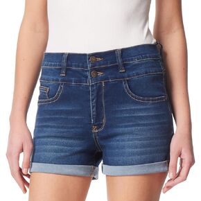 WallFlower Women's Sassy Denim Shorts High-Rise Insta Soft Juniors (Standard and Plus)