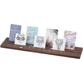 PH PandaHall Wooden Jewelry Display Stands, 3-slot Wood Earring Card Holder Portable Jewelry Organizer Table Displays for Selling Earring Showing Jewelry Displaying, 15x3inch, Brown