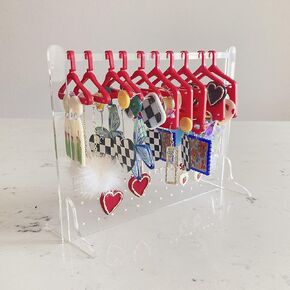 lemonadeus Cute Earring Rack Holder Coat Hangers Stand Unique Earring Closet Acrylic Earring Display Stand Earrings Organizer Ear Stud Holder (clear & black) in Saudi Arabia