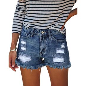 HOCAIES Women's Juniors Jean Shorts Frayed Raw Hem Ripped Denim Shorts for Women in Saudi Arabia