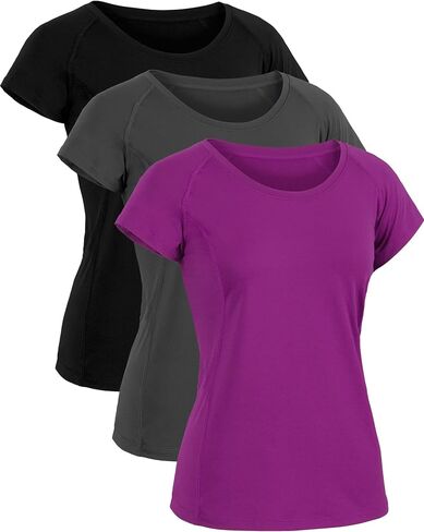 CADMUS Women's Workout Shirts for Running Yoga Tee Shirts Dry Fit Pack of 3 in Kuwait