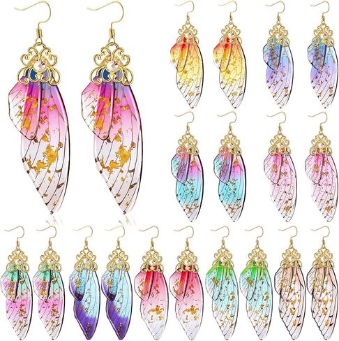 10 Pairs Butterfly Wing Drop Dangle Earrings Butterfly Wing Earrings Butterfly Wing Hook Simulation Insect Drop Earrings in Kuwait
