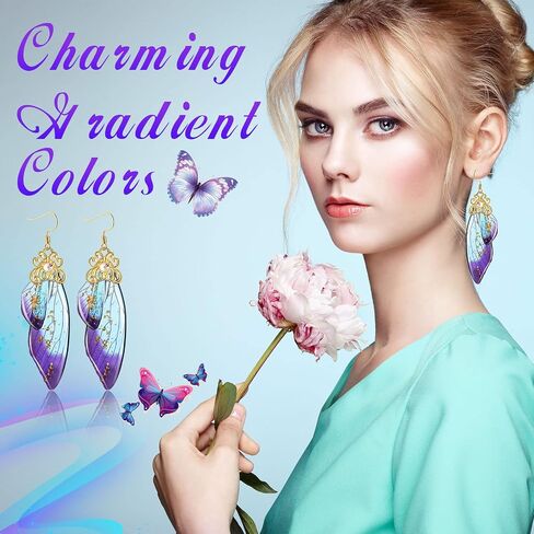 10 Pairs Butterfly Wing Drop Dangle Earrings Butterfly Wing Earrings Butterfly Wing Hook Simulation Insect Drop Earrings in Kuwait