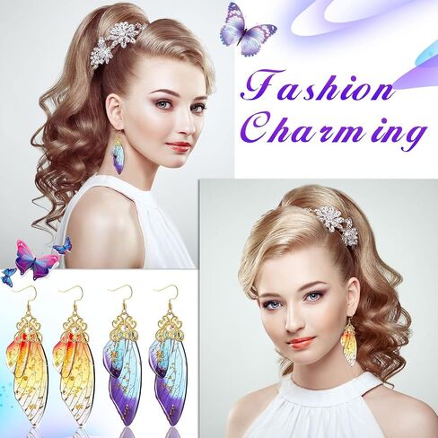 10 Pairs Butterfly Wing Drop Dangle Earrings Butterfly Wing Earrings Butterfly Wing Hook Simulation Insect Drop Earrings in Kuwait
