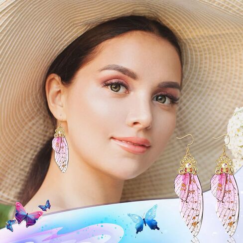 10 Pairs Butterfly Wing Drop Dangle Earrings Butterfly Wing Earrings Butterfly Wing Hook Simulation Insect Drop Earrings in Kuwait