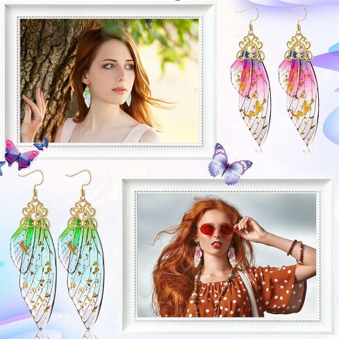10 Pairs Butterfly Wing Drop Dangle Earrings Butterfly Wing Earrings Butterfly Wing Hook Simulation Insect Drop Earrings in Kuwait