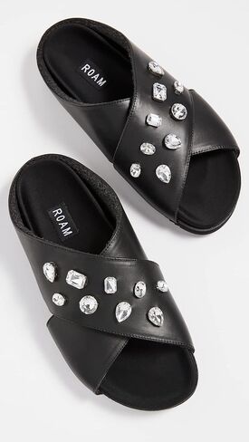 R0AM Women's Cross Crystal Slides in Kuwait