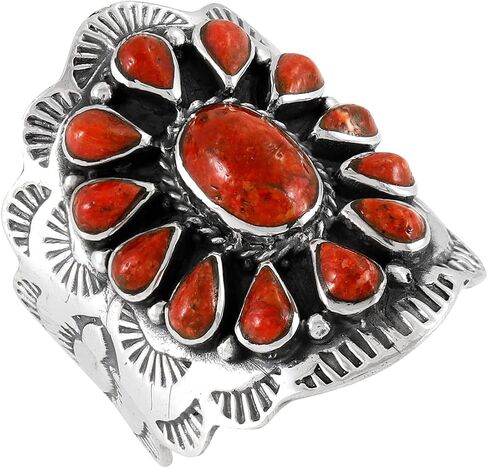 Sterling Silver Genuine Gemstones & Turquoise Ring (SELECT color) in Kuwait