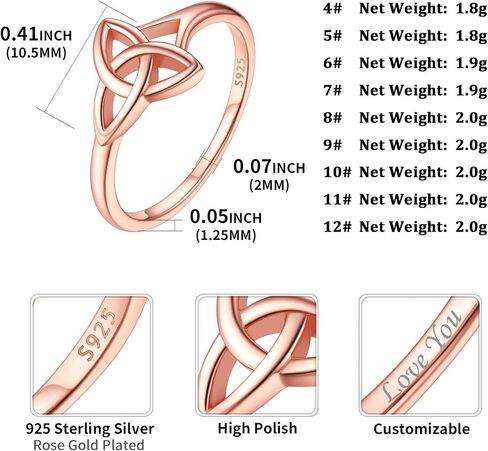 خاتم الوعد من الفضة الإسترليني عيار 925 من ChicSilver Claddagh/Triquetra سلتيك مقاس 4-12 (مع صندوق هدايا) in Kuwait