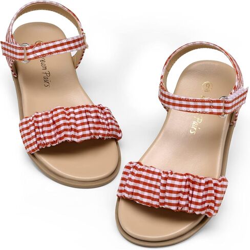 DREAM PAIRS صنادل للفتيات مفتوحة من الأمام فستان الأميرة صنادل مسطحة أحذية الصيف (طفل صغير/طفل صغير) in Kuwait