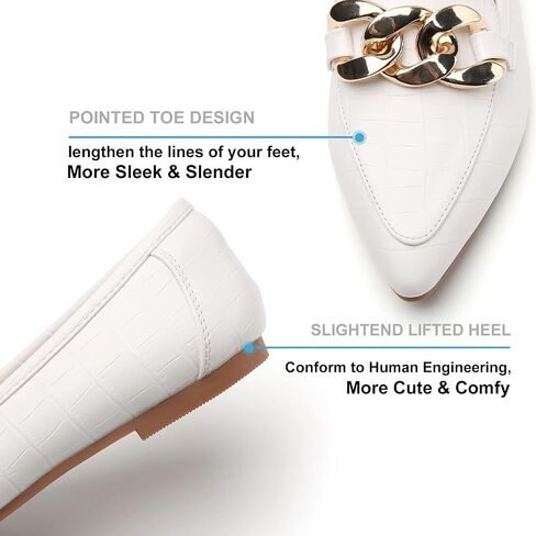 Tilocow Metal Chain Loafers for Womens Slip On Pointed Toe Flats Comfortable Fashion Work Business Shoes in Saudi Arabia