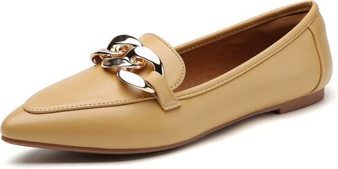 Tilocow Metal Chain Loafers for Womens Slip On Pointed Toe Flats Comfortable Fashion Work Business Shoes in Saudi Arabia