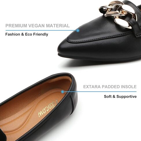 Tilocow Metal Chain Loafers for Womens Slip On Pointed Toe Flats Comfortable Fashion Work Business Shoes in Kuwait