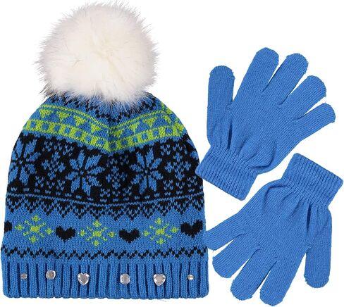SWAK Girls Hat & Glove Sets-Kids Cold Weather Winter Accessories-Childrens pom pom Hat sets-Big Girls 2 Pc Beanie Sets in Saudi Arabia