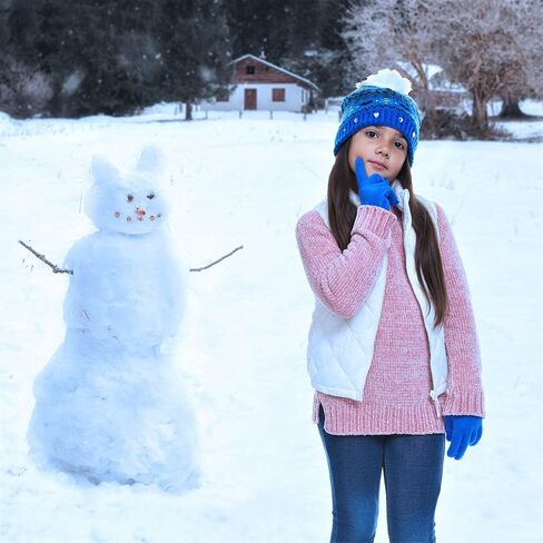 SWAK Girls Hat & Glove Sets-Kids Cold Weather Winter Accessories-Childrens pom pom Hat sets-Big Girls 2 Pc Beanie Sets in Saudi Arabia