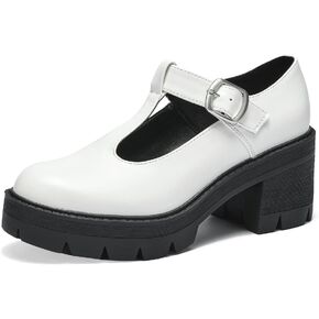 حذاء RELLSA نسائي كلاسيكي من Mary Janes على شكل حرف T وكعب متوسط ​​وكعب مكتنز ومقدمة مستديرة وأحذية لوليتا القوطي للكاحل وأحذية أكسفورد in Kuwait