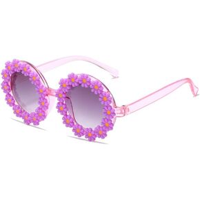 OZPYKAE Girl Round Flower Sunglasses,Flower Shaped Cute Glasses UV 400 Protection Outdoor Girl Boy Gifts Eyewear Sunglasses