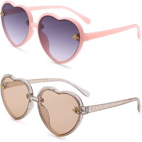 Heart shaped Sunglasses for Kids Stylish Cute Bee Frame for Toddler Girls Age 2-10 UV400 Protection in Saudi Arabia