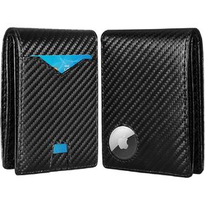 LANJEPMY Airtag Wallet Men, Wallet with Airtag Holder, Bifold Slim Wallet with 10 Card Capacity, ID Window, RFID Blocking, Compatible with Apple Air Tag, Wallet with Gift Box - No Airtag Included in Kuwait