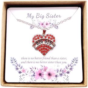 Charm.L Grace Matching Necklaces Crystal Heart Necklace Big Sis Middle Lil Sister