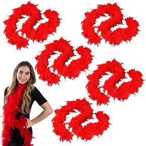Tigerdoe Feather Boas - 6 عبوات - Red Marabou Boas، ملحقات أزياء الحفلات بطول 72 بوصة in Kuwait