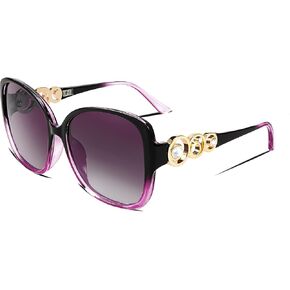 FEISEDY Women's Fashion Sunglasses, Oversized Square Frame with Pearl Sparkling, Polarized UV Protection B2821