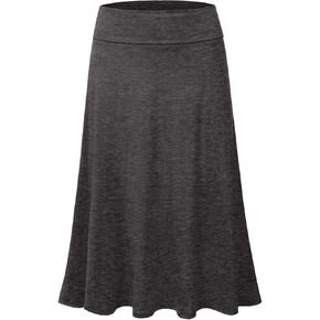 JJ Perfection Women's High Waist Elastic Flared Midi Skirt