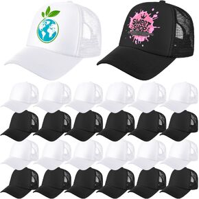 Jeyiour 48 Pack Sublimation Blank Baseball Cap Bulk Polyester Adjustable Plain Mesh Trucker Hat for Women Men