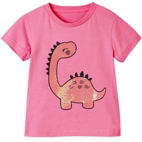 Toddler Girls T-Shirt Short Sleeve Shirt Unicorn Bunny Print Cute Summer Tops Tees Dinosaur Graphic